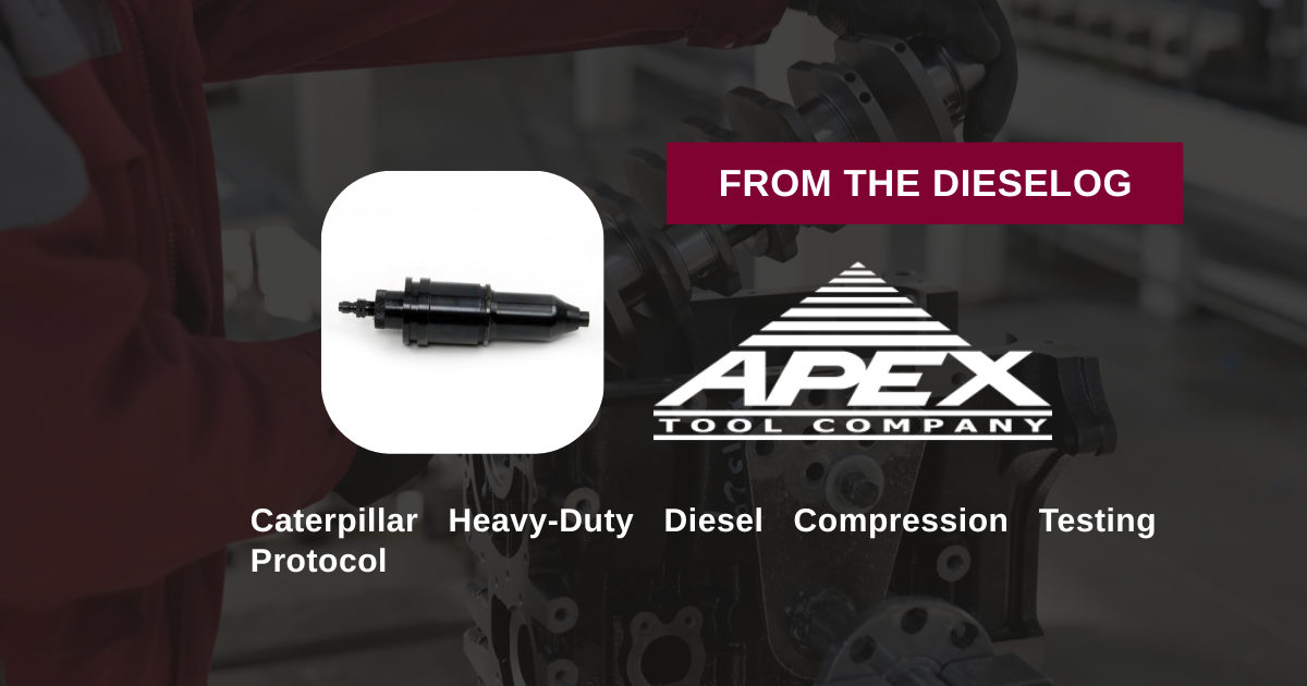 Step-by-step close up layout of diesel compression test adapters resting on an engine diagnostic cart